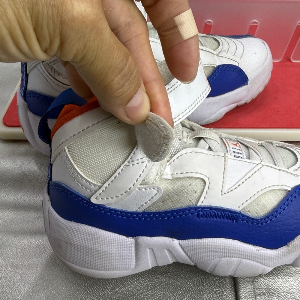(N1)Jordan Jumpman-Unisex Baby Sneakers (11C,Boy and Girl),White,Blue and Orange - Picture 9 of 14